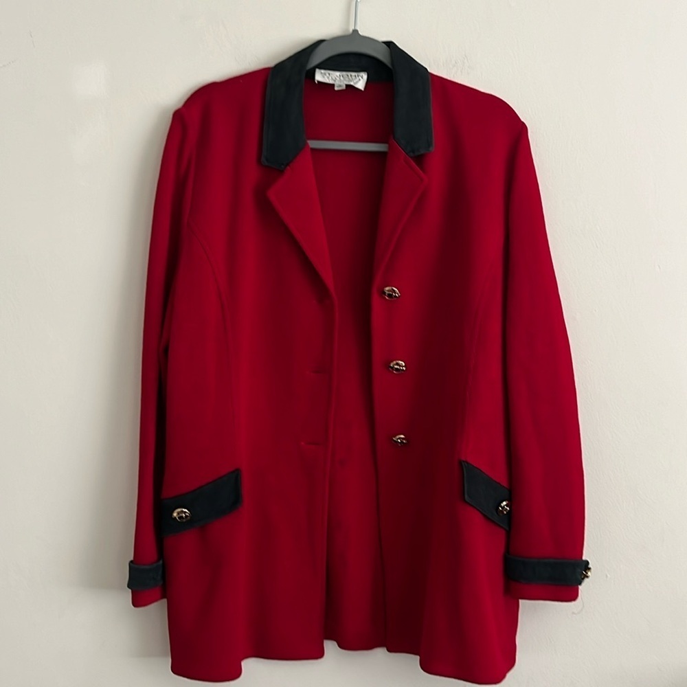 St. John Red Blazer with Black Trim